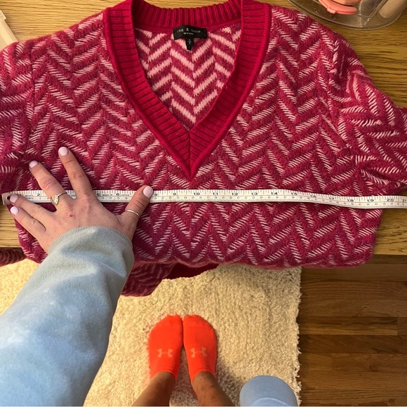 rag & bone Biata V-Neck Sweater, Sz S | Wool, Radish Pink - Picture 12 of 12